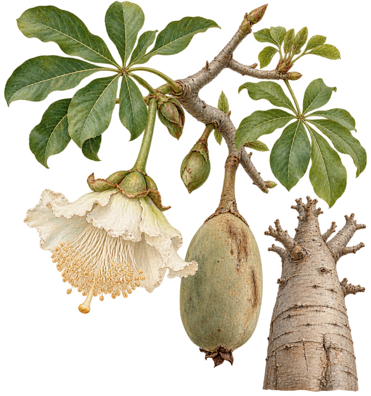 botanical illustration of Adansonia digitata, Adansonia digitata
