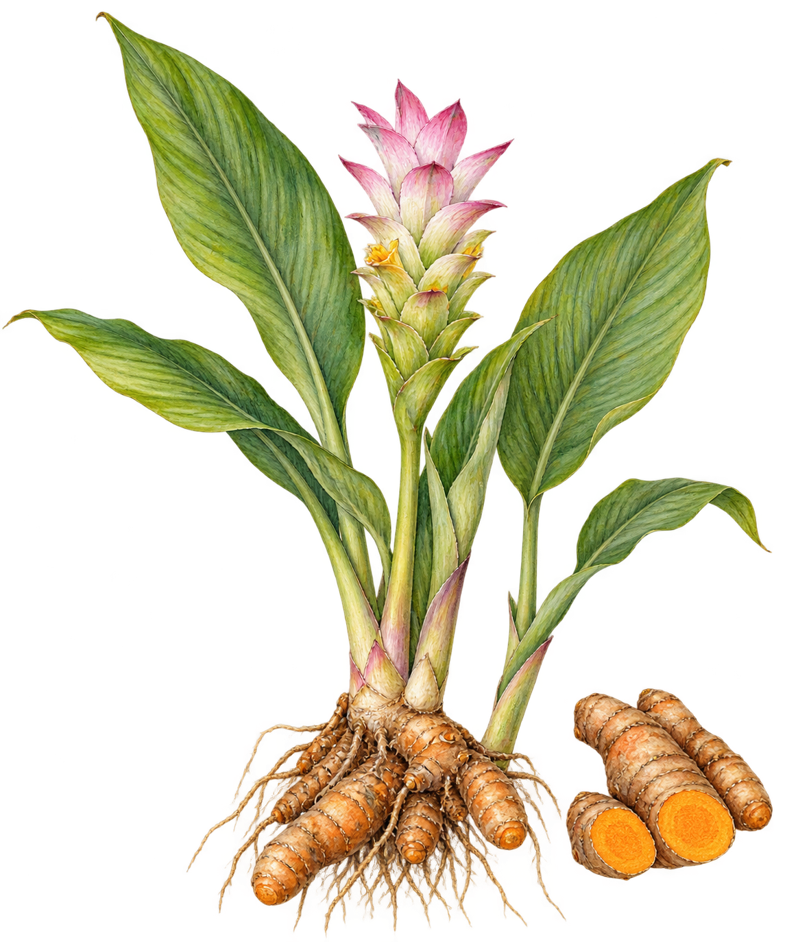 botanical illustration of Turmeric, Curcuma longa