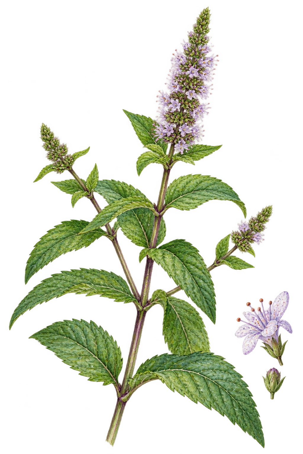 botanical illustration of Spearmint, Mentha spicata
