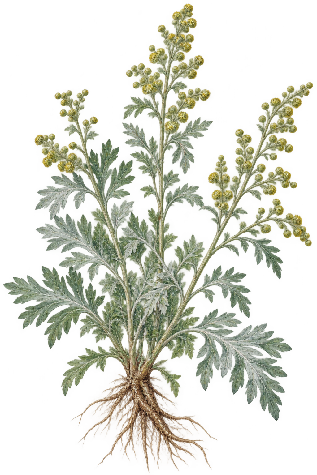 botanical illustration of Wormwood, Artemisia absinthium