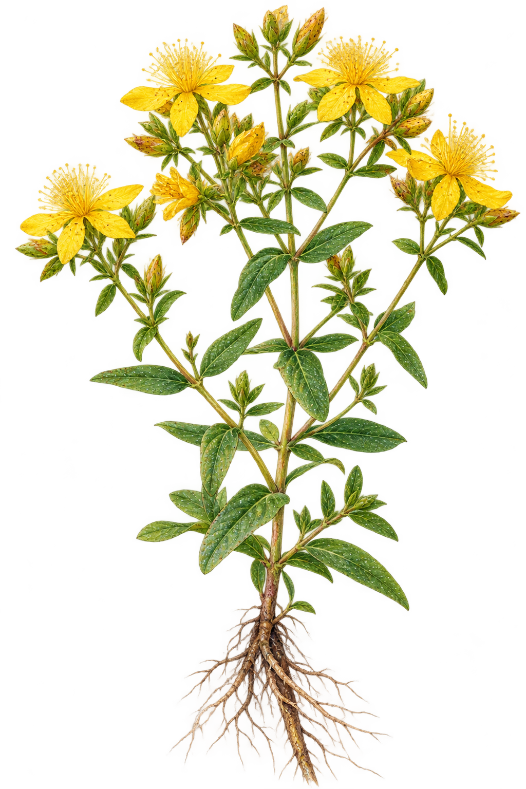 botanical illustration of Common St. Johnswort, Hypericum perforatum