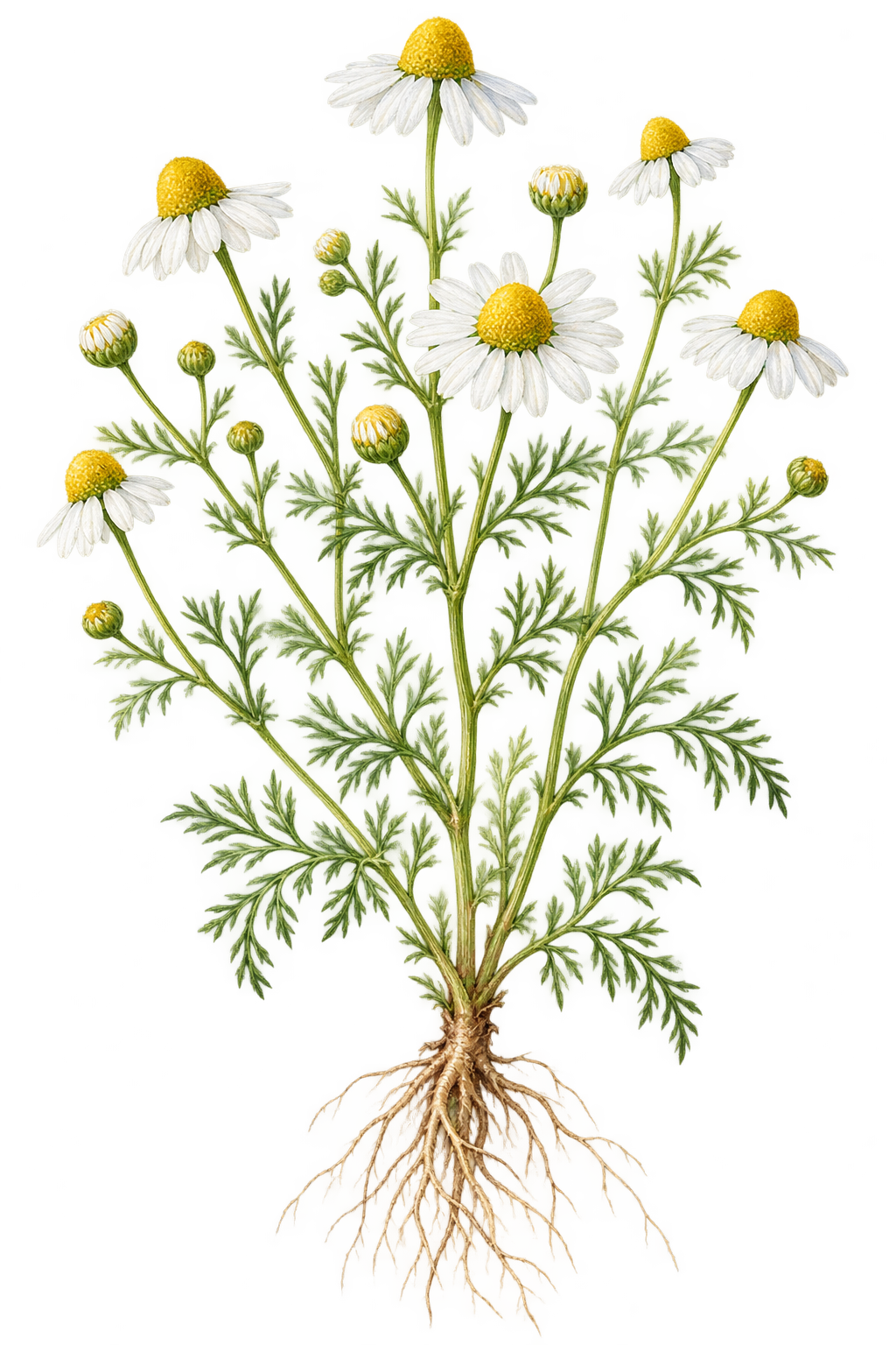 botanical illustration of Annual Camomile, Matricaria recutita