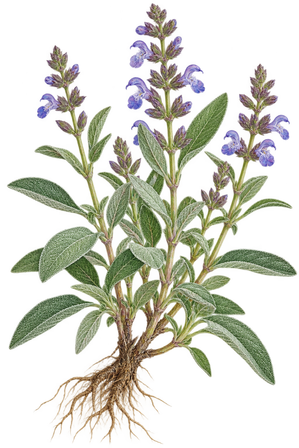 botanical illustration of Sage, Salvia officinalis