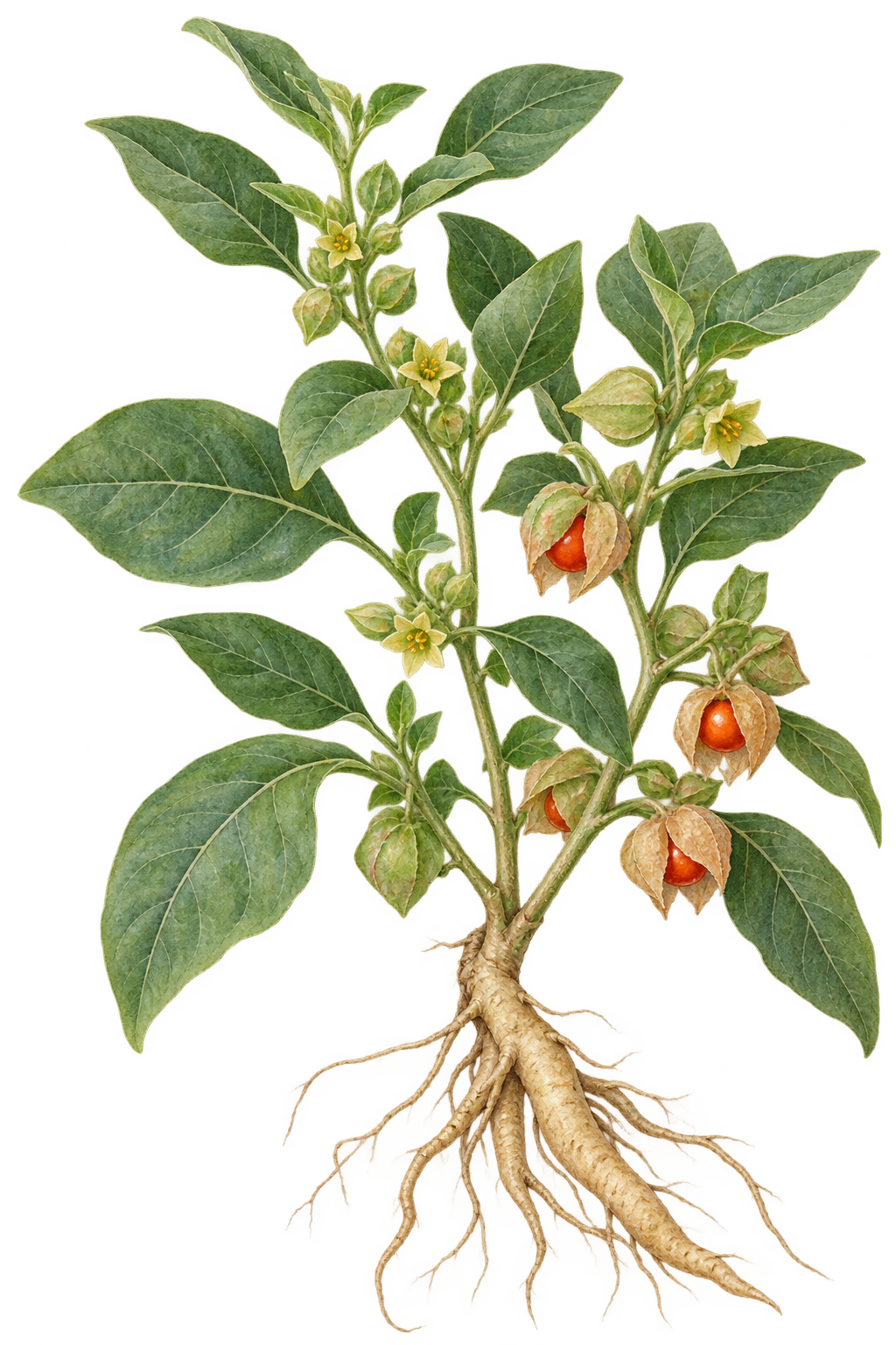 botanical illustration of Ashwagandha, Withania somnifera